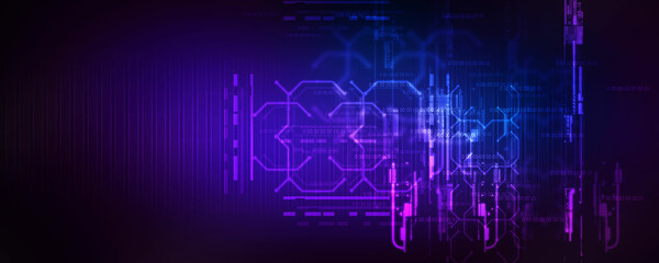 2d illustration Abstract futuristic electronic circuit technology background
