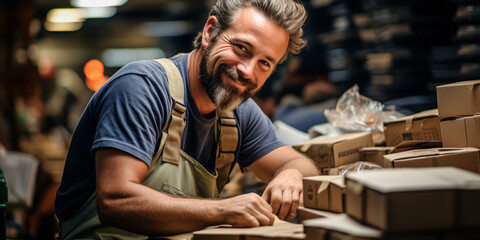 Fototapeta na wymiar Merging Craftsmanship with Technology: Bindery Worker in Action.