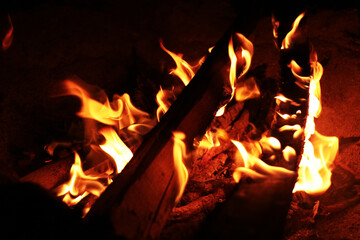 fire in fireplace