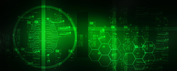 2d illustration Concept of thinking, background with brain, Abstract Artificial intelligence. Technology web background
