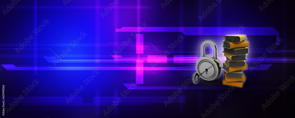 Poster 3d rendering folder protected lock