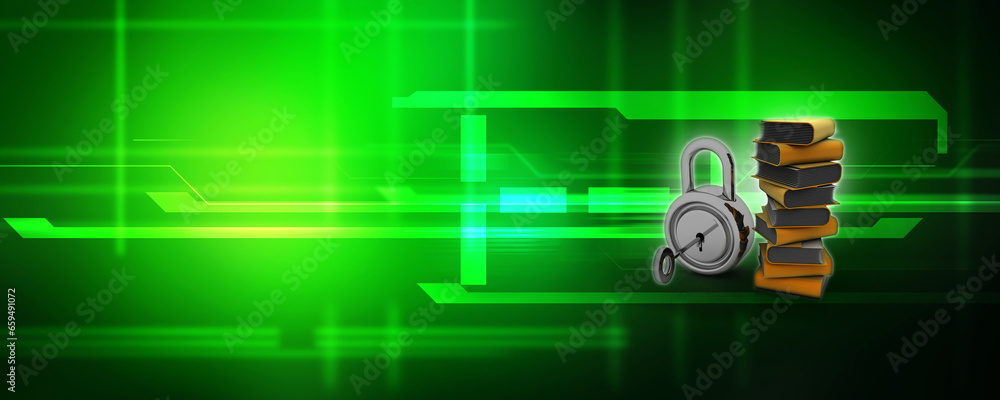 Poster 3d rendering folder protected lock