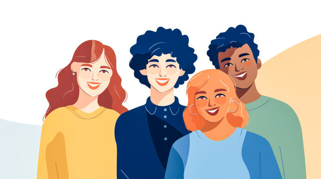 Ethnische Diversit&auml;t in Cartoon Style. Generiert mit KI