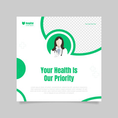 Medical social media post and web banner design. - Vector.