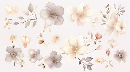  a white wall with a bunch of flowers painted on it.  generative ai