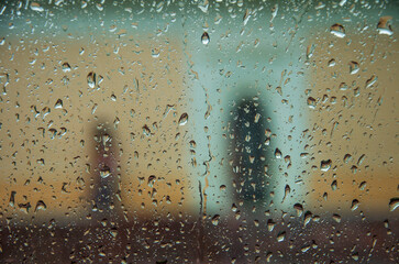 Rain drops on the glass, Maharashtra, India.