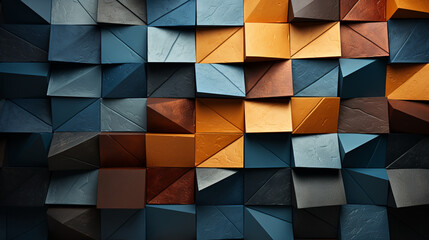 abstract geometric background with black dark blue gray copper red brown burnt orange gold yellow colors