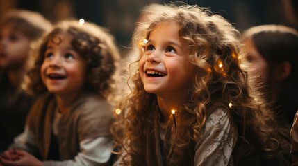 Children dressed as angels in a Nativity play during  , Background Image,Desktop Wallpaper Backgrounds, HD