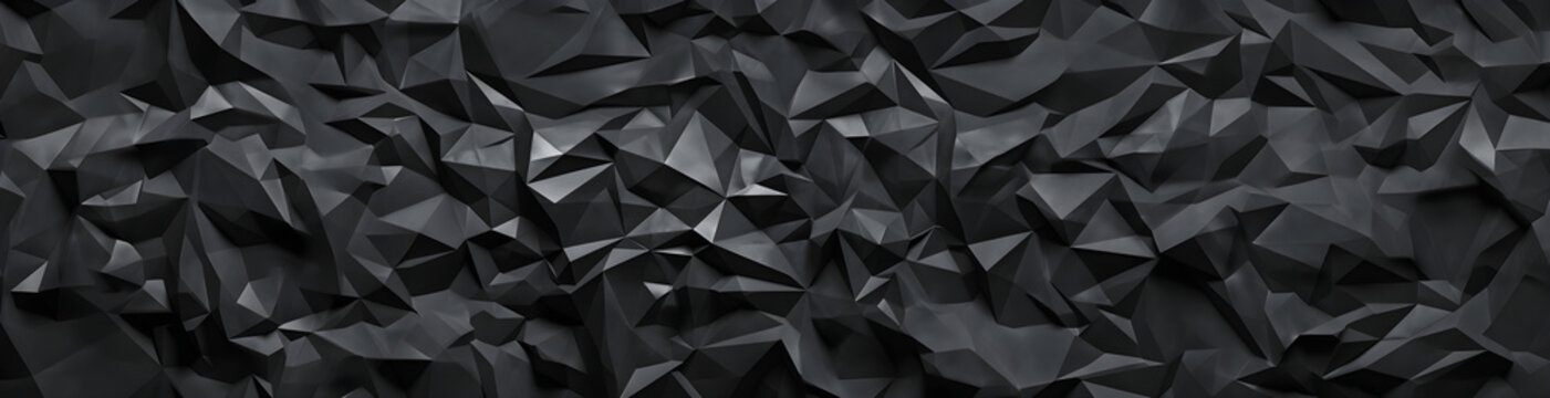 Black Polygonal Crystal Abstract Background Wallpaper Faceted Texture Wide Panoramic