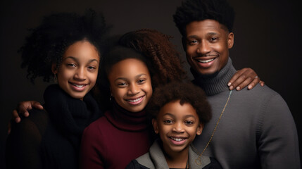 A black family people smiling of black history month concept