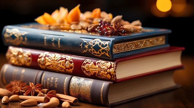 A close-up of Arabic language textbooks or educationa , Background Image,Desktop Wallpaper Backgrounds, HD