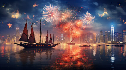 Hong Kong Happy New Year Festival and Firework