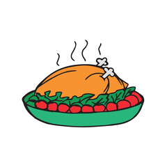 Roasted chicken in a baking dish