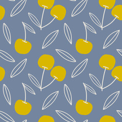 Cherry background desktop wallpaper, cute vector. Seamless pattern.
