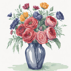 flowers in vase illustration. Created using generative AI tools