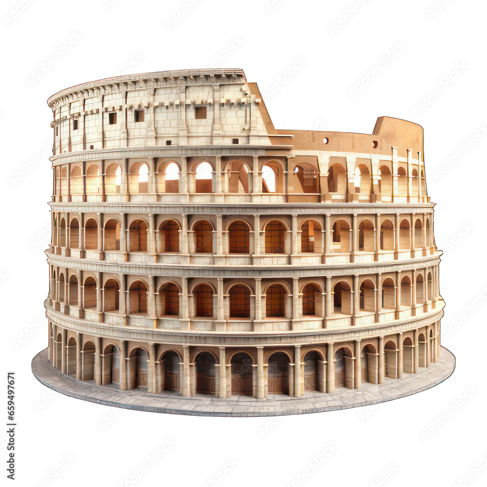 Poster colosseum isolated on white created with generative ai