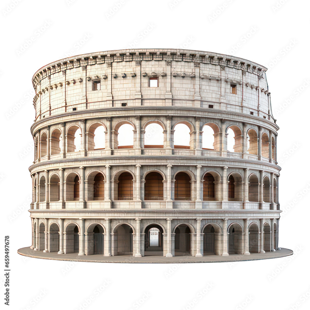 Poster colosseum isolated on white created with generative ai
