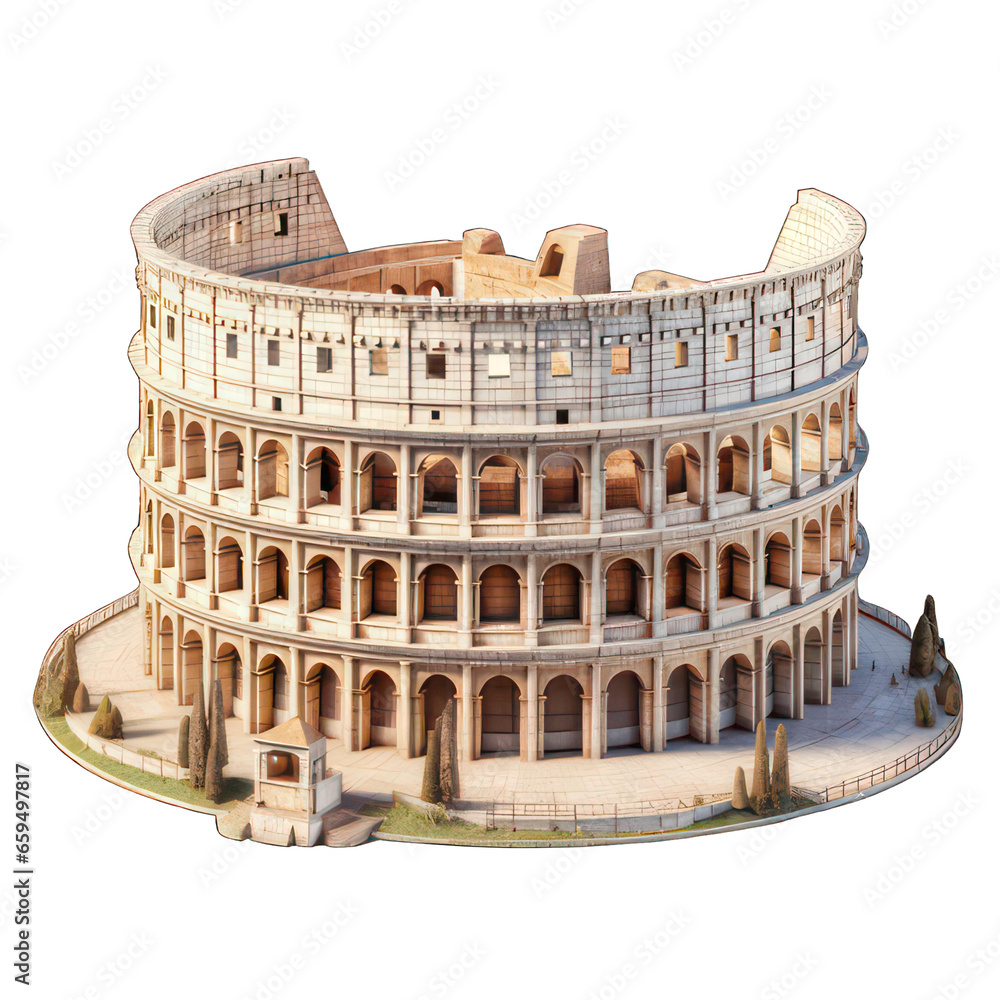 Poster colosseum isolated on white created with generative ai