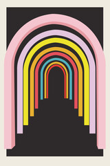 Vector abstract wallpaper. Multi colored doors on a black background