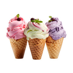 Gelato ice cream isolated on transparent background