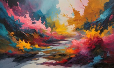 Abstract nature paintings with vivid colors (JPG 300Dpi 12000x7200)