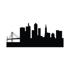 city skyline silhouette, San Francisco city skyline black and white