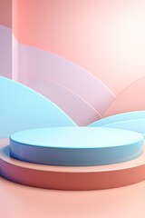 3D Metal surface podium on stage background. geometric shape for product display presentation. Minimal scene for mockup products, stage showcase, promotion display.