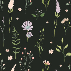 Romantic seamless pattern with wildflowers - 659501272
