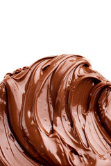 Chocolate melted cream paste isolated on white background