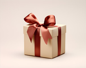 Fototapeta premium Um belo presente de natal com um lindo laço vermelho