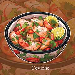 Realistic Vector Illustration of Ceviche