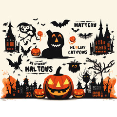illustration Vector set of Halloween party