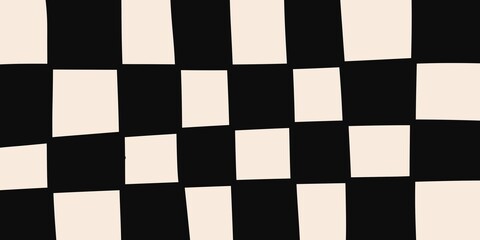 Obraz premium Chess board. The squares are drawn by hand. Modern minimalistic abstraction. Color: black and beige