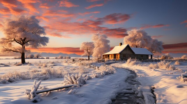 Snowy barn in the countryside Rural winter scene , Background Image,Desktop Wallpaper Backgrounds, HD