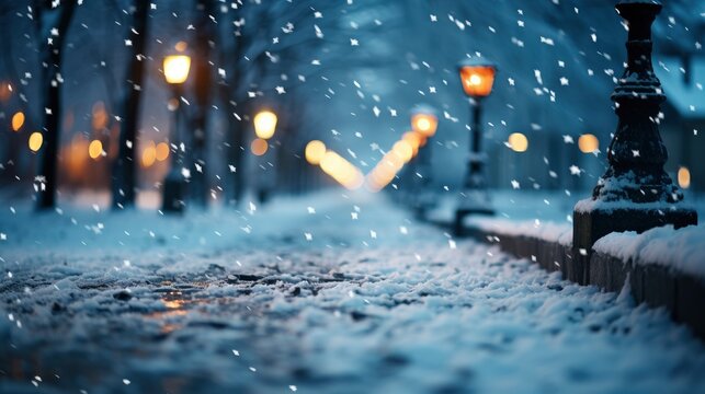 Snowy city street during a snowfall Urban snowfall , Background Image,Desktop Wallpaper Backgrounds, HD