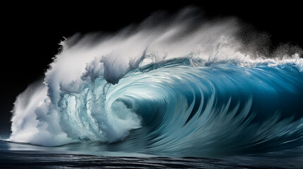 Perfect Ocean Wave Tube Forming Against a Dark & Stormy Sky - Marvel at Nature's Raw Power & Beauty. Generative AI.