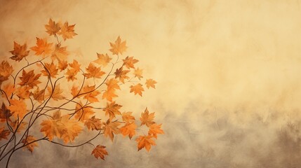 Autumn background with shadow of the maple tree leaves on a wall. Abstract Autumnal scene.