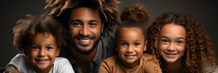 Fototapeta premium Black skin people father and daughters