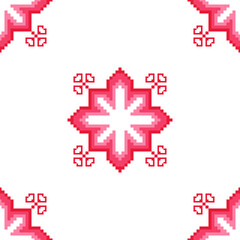 Fototapeta premium Beautiful pink flower fabric pattern, Indian embroidery.