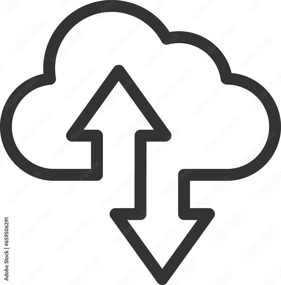 Poster technology icon vector cloud computing connection. big data global server. line design symbol.
