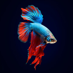 betta fish, Siamese fish fighters, ios background style, siamese fish fighting isolated on black background, betta splendens isolated beautiful tail, - obrazy, fototapety, plakaty