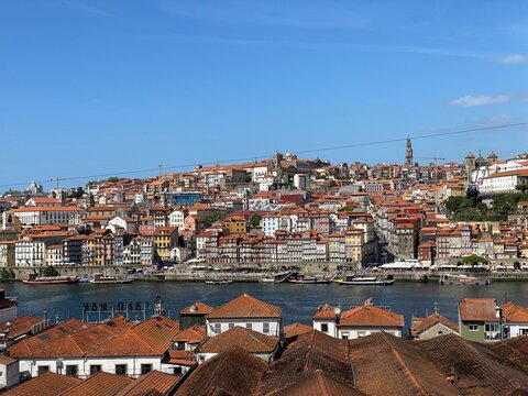 View of the downtown Porto, Portugal on a clear day