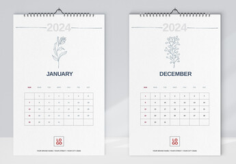 Botanical Plants Wall Calendar 2024