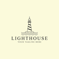 Lighthouse logo line art vector illustration template icon graphic design