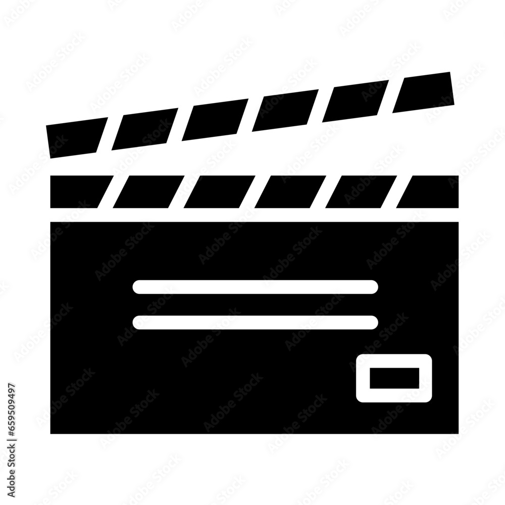 Sticker solid clapperboard icon