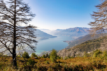 panoramic view of upper Lake Como in Italy - 659509806