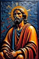 Fototapeta premium Photo of Jesus Christ oil painting made with Generative AI 