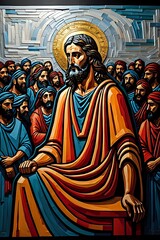 Fototapeta premium Photo of Jesus Christ oil painting made with Generative AI 