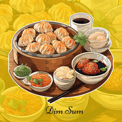 Realistic Vector Illustration of Dim Sum