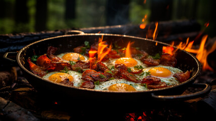 eggs in a frying pan.